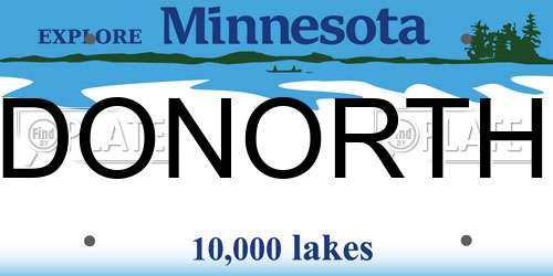 DONORTH Minnesota License Plate