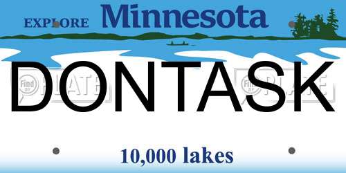 DONTASK Minnesota License Plate