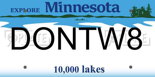 DONTW8 Minnesota License Plate