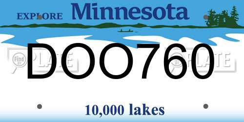 DOO760 Minnesota License Plate