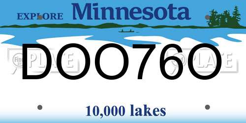 DOO76O Minnesota License Plate