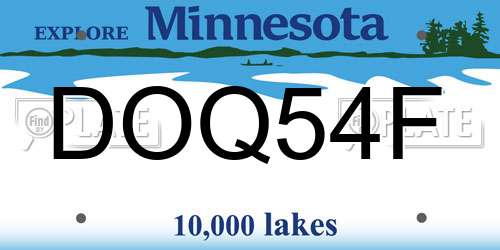 DOQ54F Minnesota License Plate