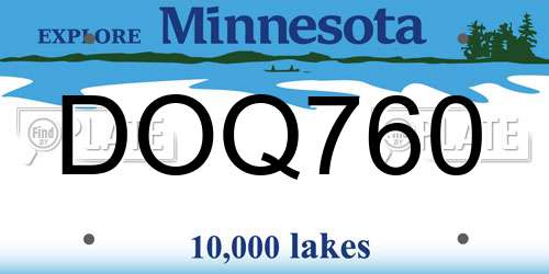 DOQ760 Minnesota License Plate