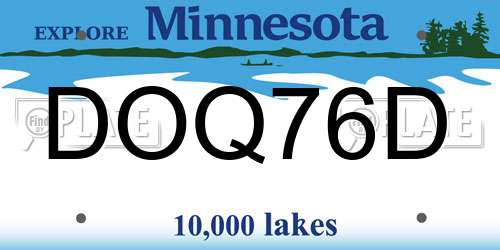 DOQ76D Minnesota License Plate