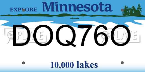 DOQ76O Minnesota License Plate