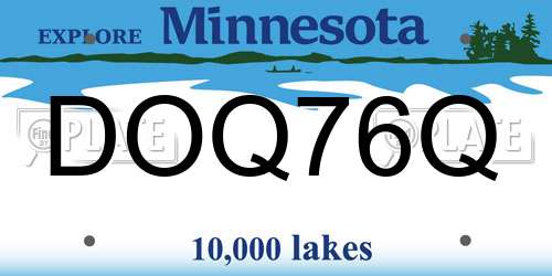 DOQ76Q Minnesota License Plate