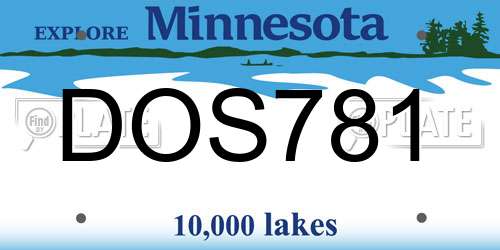DOS781 Minnesota License Plate