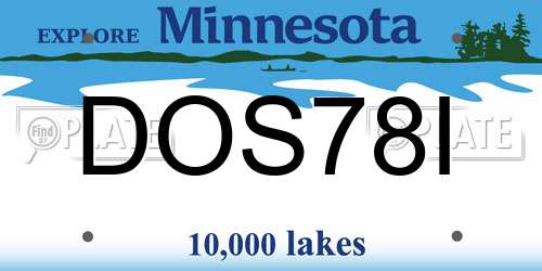 DOS78I Minnesota License Plate