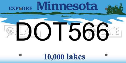 DOT566 Minnesota License Plate