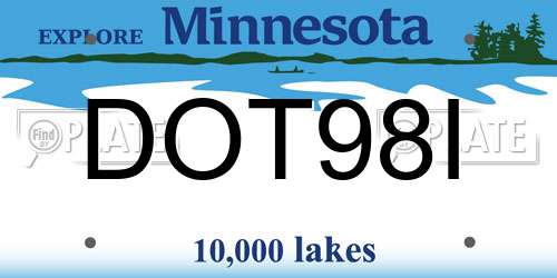 DOT98I Minnesota License Plate