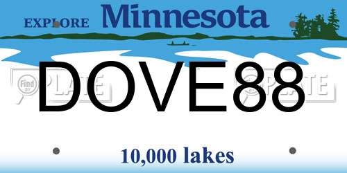 DOVE88 Minnesota License Plate