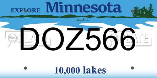 DOZ566 Minnesota License Plate