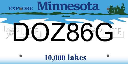 DOZ86G Minnesota License Plate