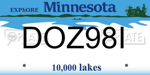 DOZ98I Minnesota License Plate