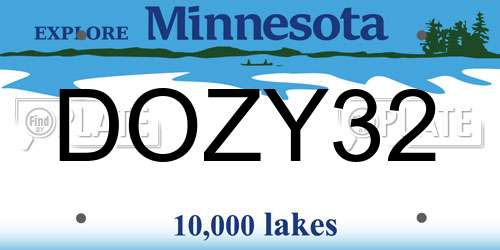 DOZY32 Minnesota License Plate
