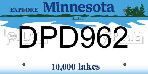 DPD962 Minnesota License Plate