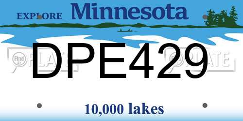 DPE429 Minnesota License Plate