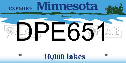 DPE651 Minnesota License Plate