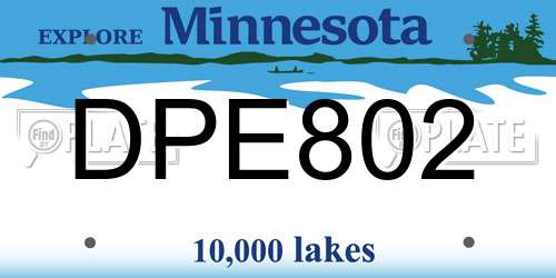 DPE802 Minnesota License Plate