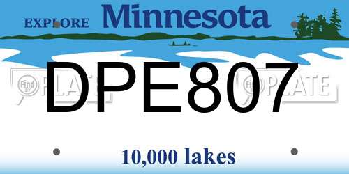 DPE807 Minnesota License Plate