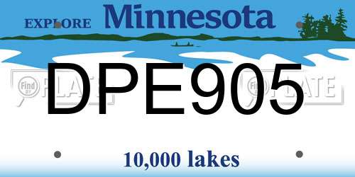 DPE905 Minnesota License Plate