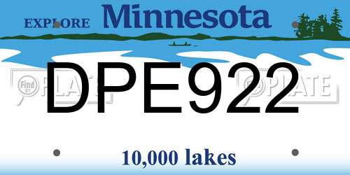 DPE922 Minnesota License Plate
