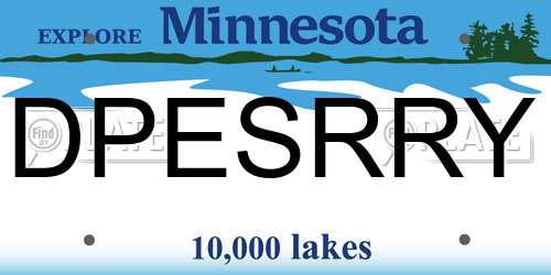 DPESRRY Minnesota License Plate