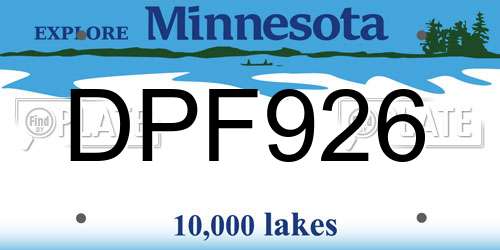 DPF926 Minnesota License Plate