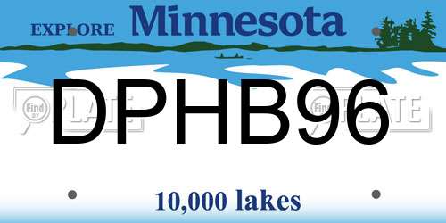 DPHB96 Minnesota License Plate
