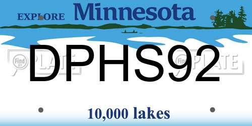 DPHS92 Minnesota License Plate