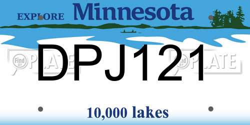 DPJ121 Minnesota License Plate