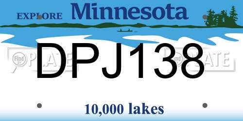 DPJ138 Minnesota License Plate