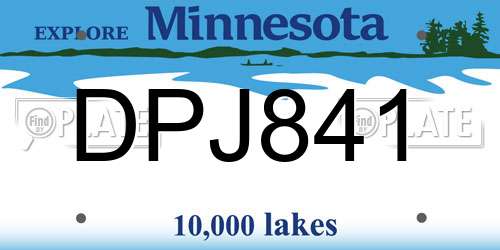 DPJ841 Minnesota License Plate