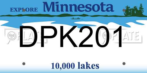 DPK201 Minnesota License Plate