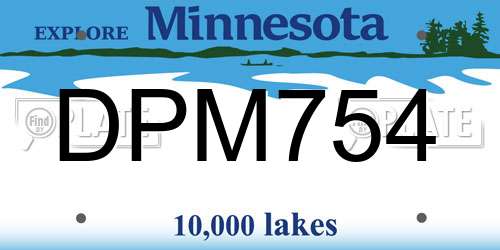 DPM754 Minnesota License Plate