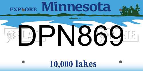 DPN869 Minnesota License Plate