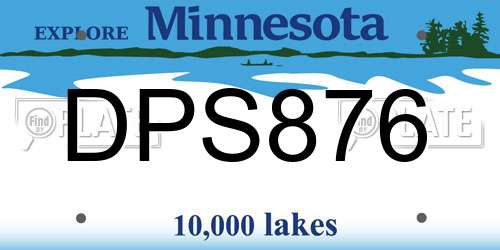 DPS876 Minnesota License Plate