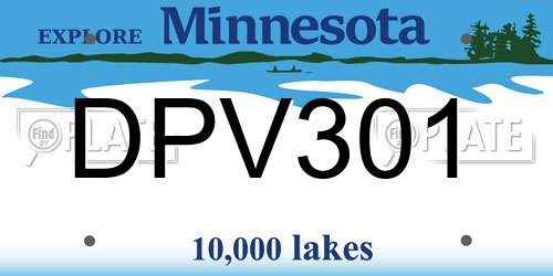 DPV301 Minnesota License Plate