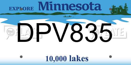 DPV835 Minnesota License Plate