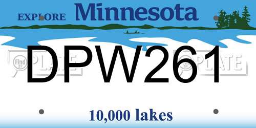 DPW261 Minnesota License Plate
