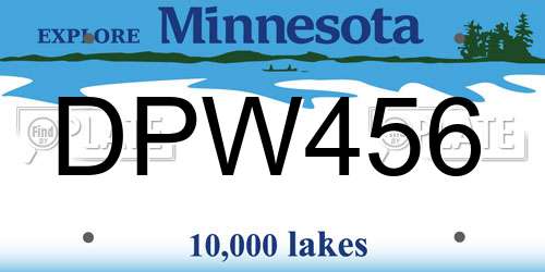 DPW456 Minnesota License Plate