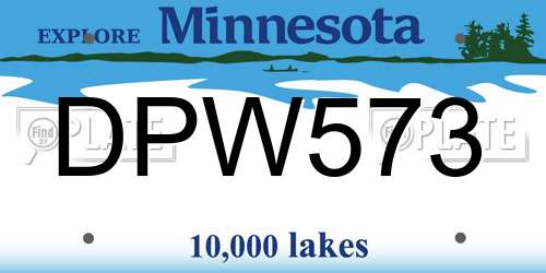 DPW573 Minnesota License Plate