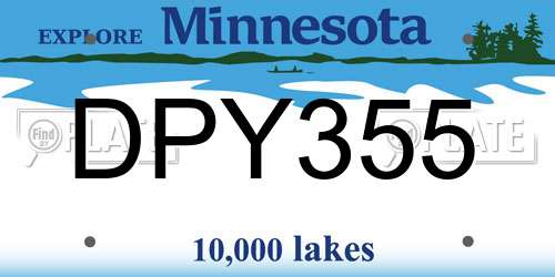 DPY355 Minnesota License Plate