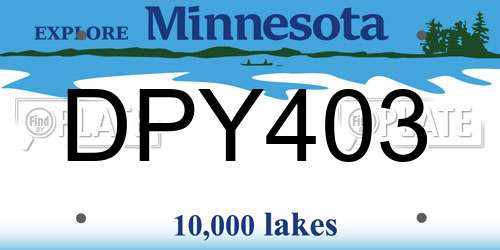 DPY403 Minnesota License Plate
