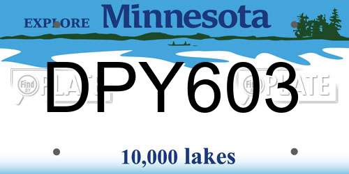 DPY603 Minnesota License Plate