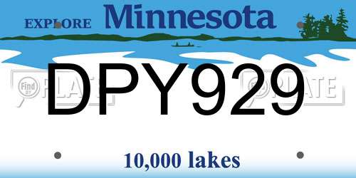 DPY929 Minnesota License Plate