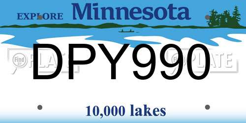 DPY990 Minnesota License Plate