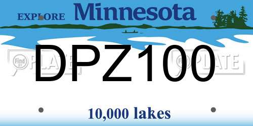 DPZ100 Minnesota License Plate