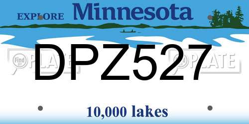 DPZ527 Minnesota License Plate