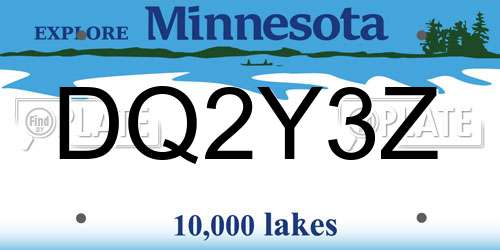 DQ2Y3Z Minnesota License Plate